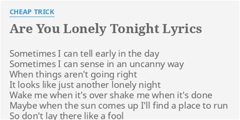 are you lonely tonight cheap trick